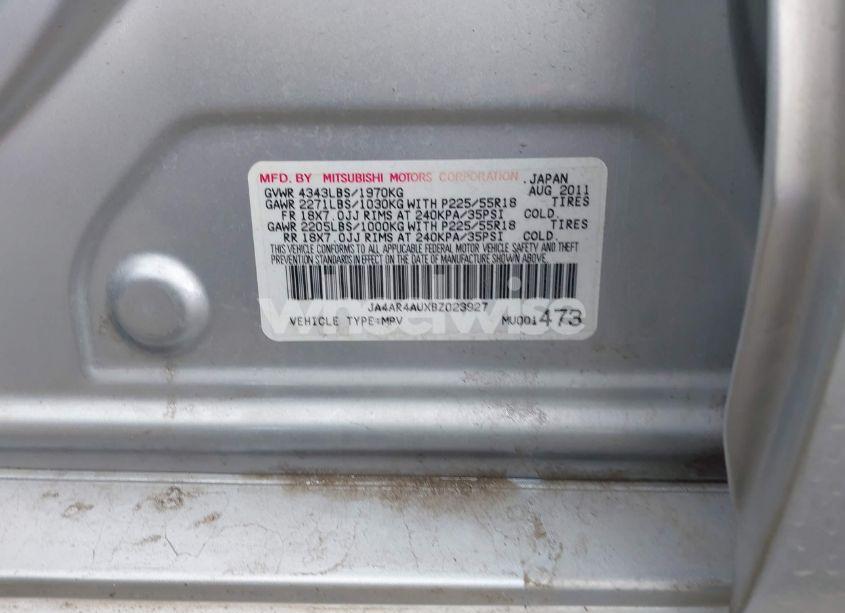 Photo 9 of 2011 Mitsubishi Outlander SPORT SE (VIN JA4AR4AUXBZ023927)