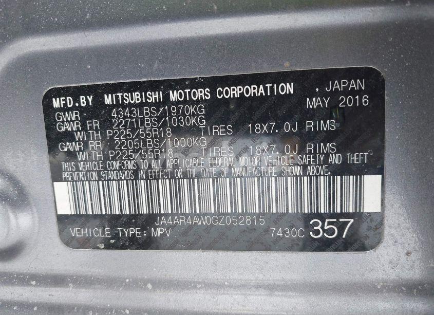 Photo 9 of 2016 Mitsubishi Outlander SPORT 2.4 SEL (VIN JA4AR4AW0GZ052815)