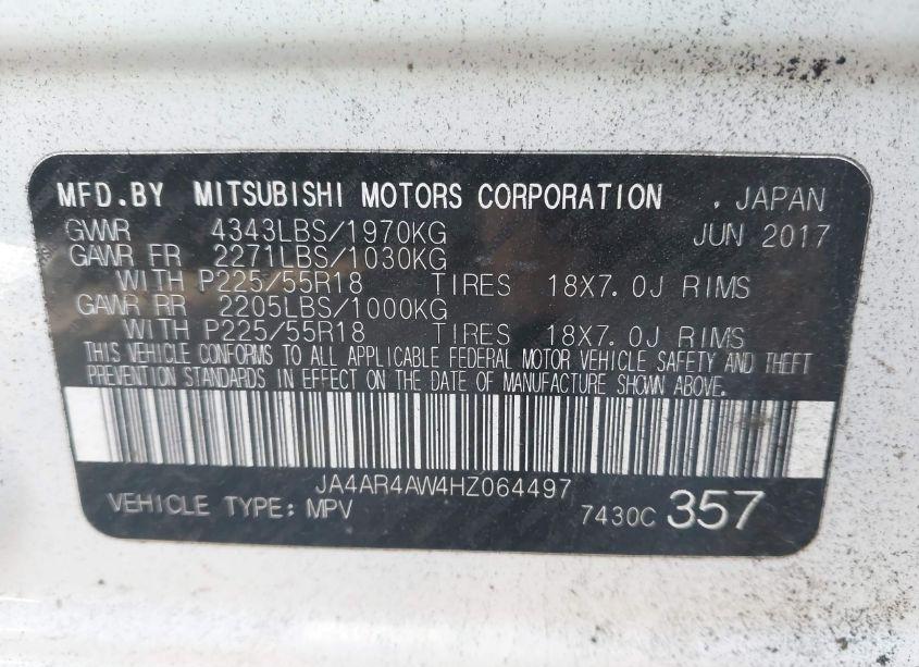 Photo 9 of 2017 Mitsubishi Outlander SPORT 2.4 GT (VIN JA4AR4AW4HZ064497)
