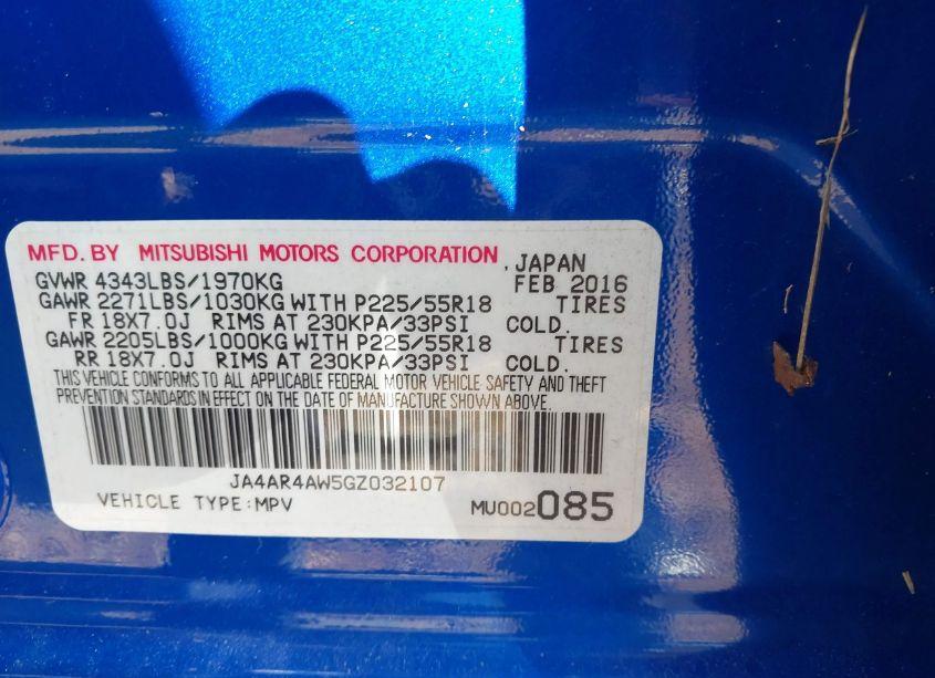 Photo 9 of 2016 Mitsubishi Outlander SPORT 2.4 SEL (VIN JA4AR4AW5GZ032107)