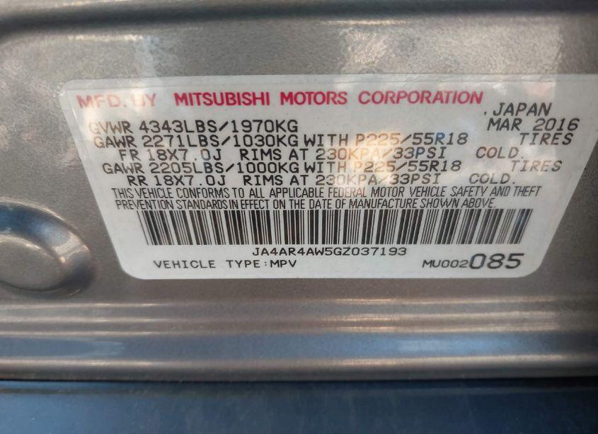 Photo 9 of 2016 Mitsubishi Outlander SPORT 2.4 SEL (VIN JA4AR4AW5GZ037193)