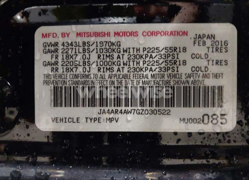 Photo 9 of 2016 Mitsubishi Outlander SPORT 2.4 GT (VIN JA4AR4AW7GZ030522)