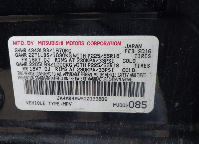 Photo 9 of 2016 Mitsubishi Outlander SPORT 2.4 SEL (VIN JA4AR4AW9GZ033809)