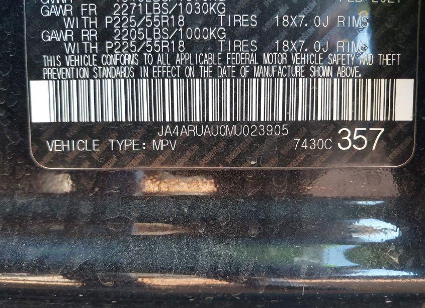 Photo 9 of 2021 Mitsubishi Outlander SPORT 2.0 BE /2.0 ES /2.0 LE /2.0 SE (VIN JA4ARUAU0MU023905)