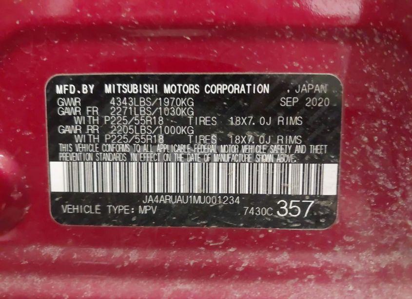 Photo 9 of 2021 Mitsubishi Outlander SPORT 2.0 BE /2.0 ES /2.0 LE /2.0 SE (VIN JA4ARUAU1MU001234)