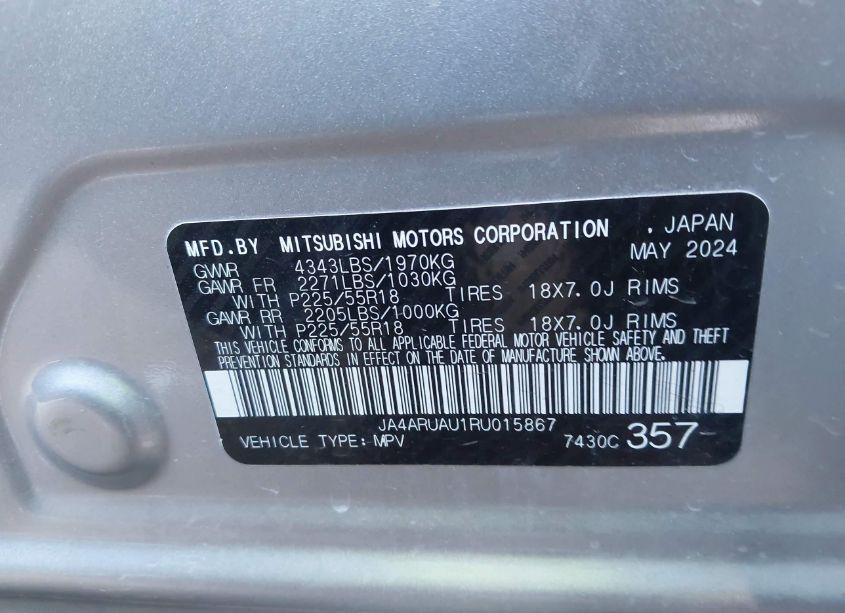 Photo 9 of 2024 Mitsubishi Outlander SPORT 2.0 ES AWC/2.0 RALLIART AWC/2.0 S AWC/ES/LE/RALLIART/S/SE/TRAIL EDITION (VIN JA4ARUAU1RU015867)