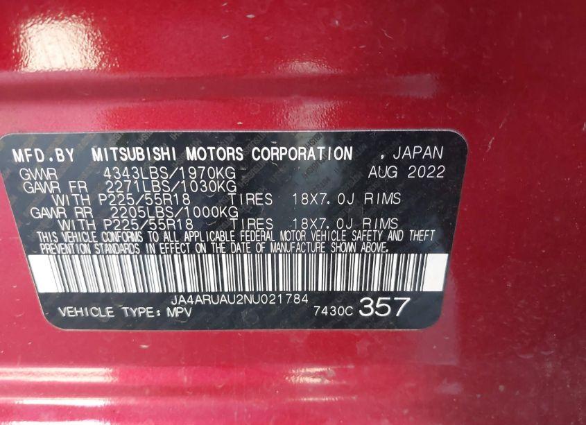 Photo 9 of 2022 Mitsubishi Outlander SPORT (VIN JA4ARUAU2NU021784)