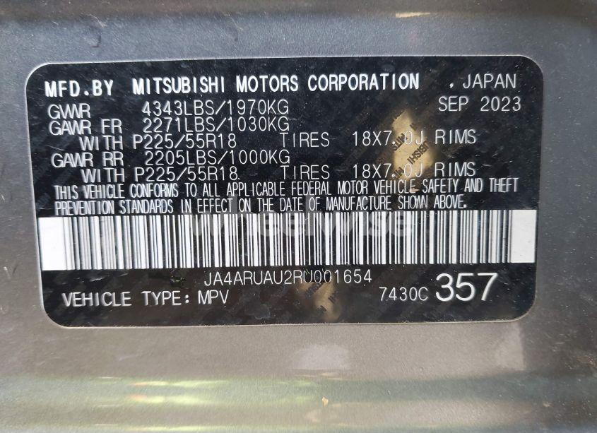 Photo 9 of 2024 Mitsubishi Outlander SPORT LE (VIN JA4ARUAU2RU001654)