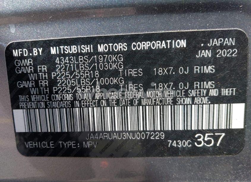 Photo 9 of 2022 Mitsubishi Outlander SPORT 2.0 BE AWC/2.0 ES AWC/2.0 LE AWC/2.0 SE AWC/2.0 SE SPECIAL EDITION AWC (VIN JA4ARUAU3NU007229)