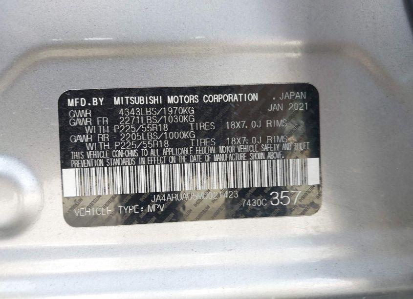 Photo 9 of 2021 Mitsubishi Outlander SPORT 2.0 BE AWC/2.0 ES AWC/2.0 LE AWC/2.0 SE AWC (VIN JA4ARUAU5MU021423)