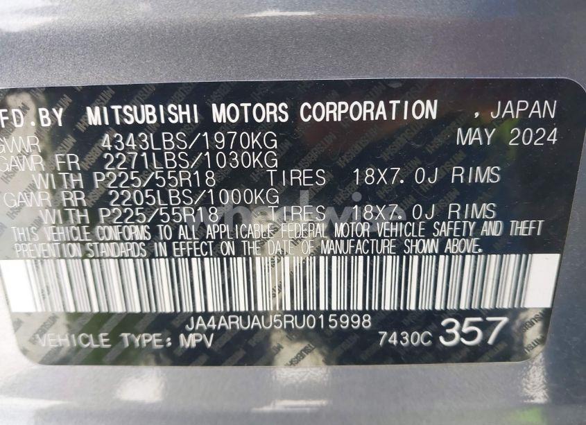 Photo 9 of 2024 Mitsubishi Outlander SPORT 2.0 ES AWC/2.0 RALLIART AWC/2.0 S AWC/ES/LE/RALLIART/S/SE/TRAIL EDITION (VIN JA4ARUAU5RU015998)