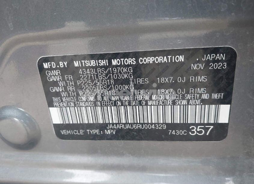 Photo 9 of 2024 Mitsubishi Outlander SPORT 2.0 ES AWC/2.0 RALLIART AWC/2.0 S AWC/ES/LE/RALLIART/S/SE/TRAIL EDITION (VIN JA4ARUAU6RU004329)