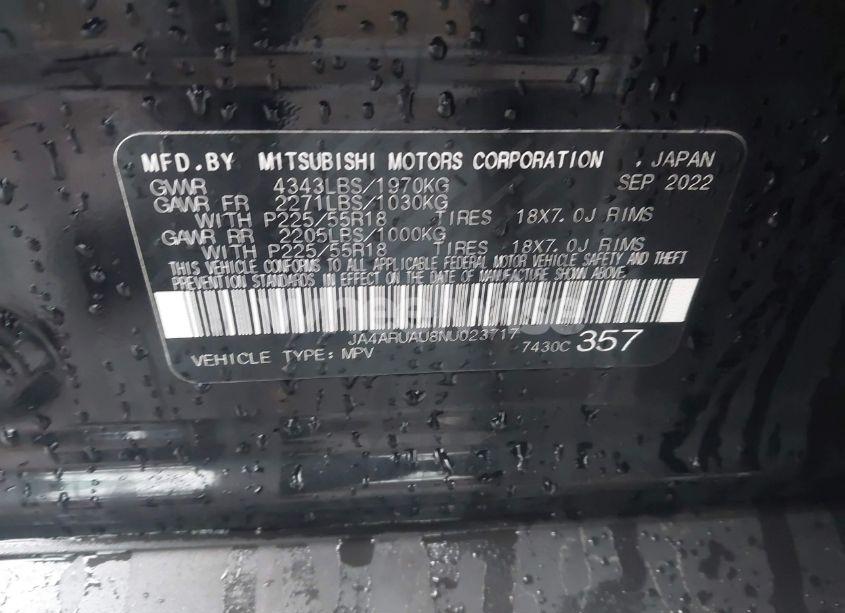 Photo 9 of 2022 Mitsubishi Outlander SPORT 2.0 BE /2.0 ES /2.0 LE /2.0 SE /2.0 SE SPECIAL EDITION (VIN JA4ARUAU8NU023717)