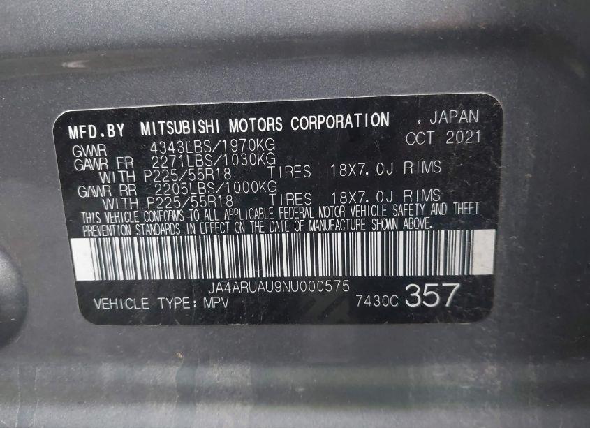 Photo 9 of 2022 Mitsubishi Outlander SPORT 2.0 SE (VIN JA4ARUAU9NU000575)