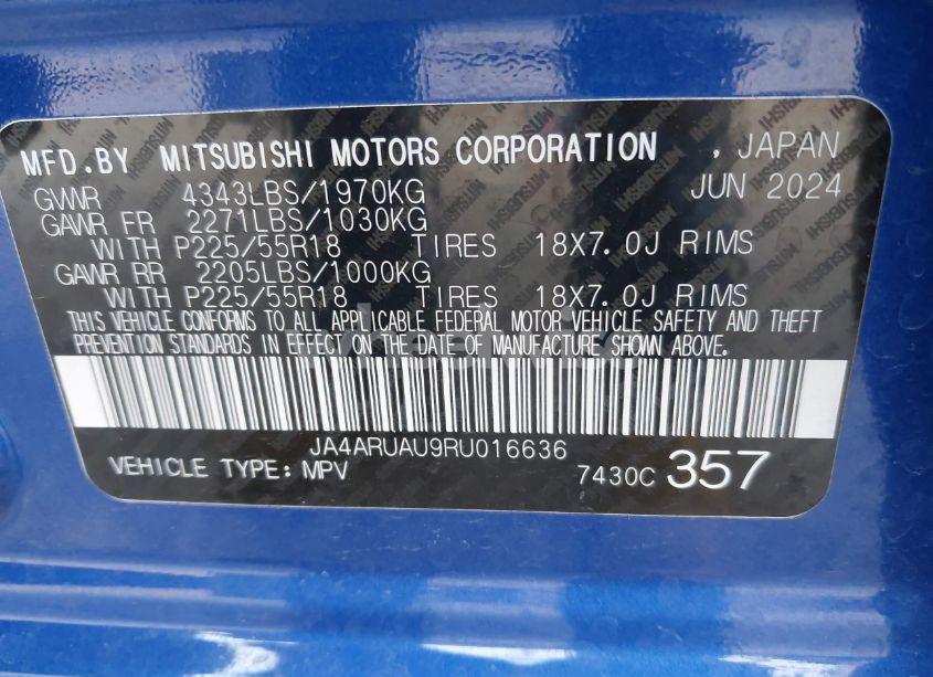 Photo 9 of 2024 Mitsubishi Outlander SPORT 2.0 ES AWC/2.0 LE AWC/2.0 RALLIART AWC/2.0 S AWC/2.0 SE AWC (VIN JA4ARUAU9RU016636)