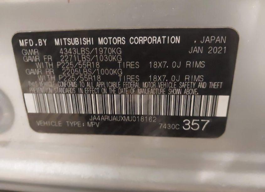 Photo 9 of 2021 Mitsubishi Outlander SPORT 2.0 BE AWC/2.0 ES AWC/2.0 LE AWC/2.0 SE AWC (VIN JA4ARUAUXMU018162)