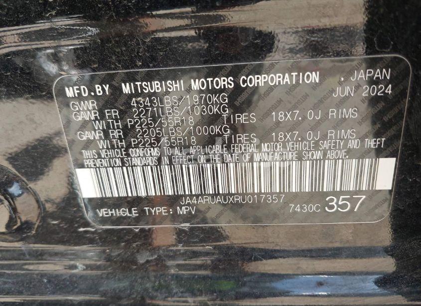 Photo 9 of 2024 Mitsubishi Outlander SPORT 2.0 ES AWC/2.0 LE AWC/2.0 RALLIART AWC/2.0 S AWC/2.0 SE AWC/2.0 TRAIL EDITION AWC/TRAIL EDITION (VIN JA4ARUAUXRU017357)