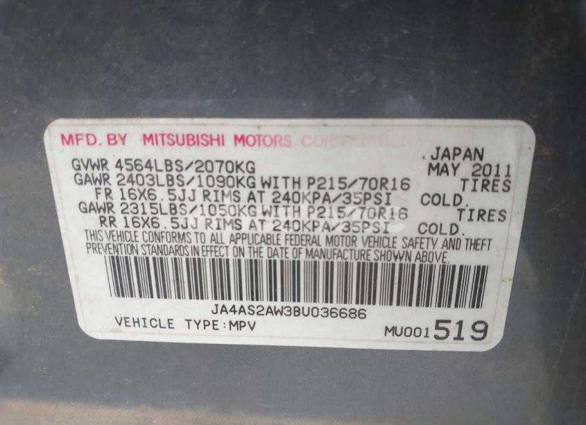 Photo 9 of 2011 Mitsubishi Outlander ES (VIN JA4AS2AW3BU036686)