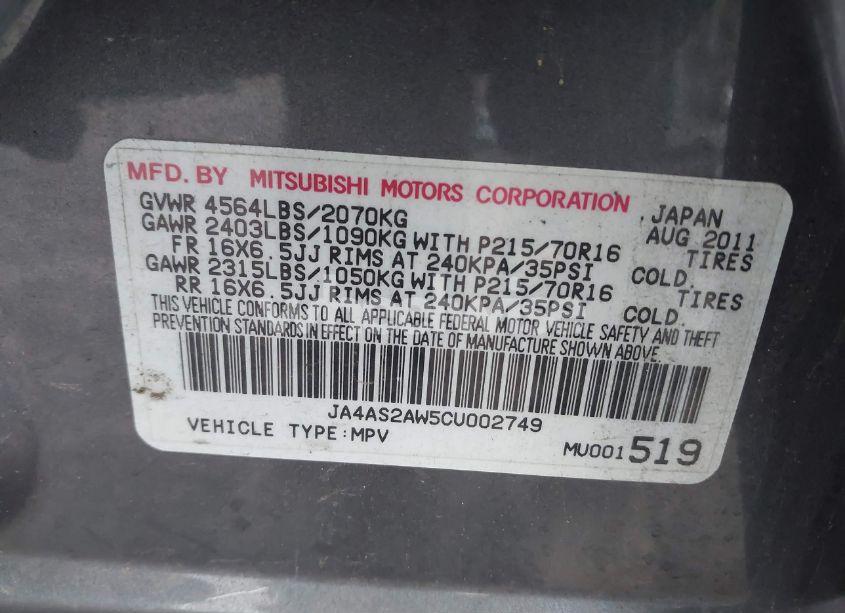 Photo 9 of 2012 Mitsubishi Outlander ES (VIN JA4AS2AW5CU002749)