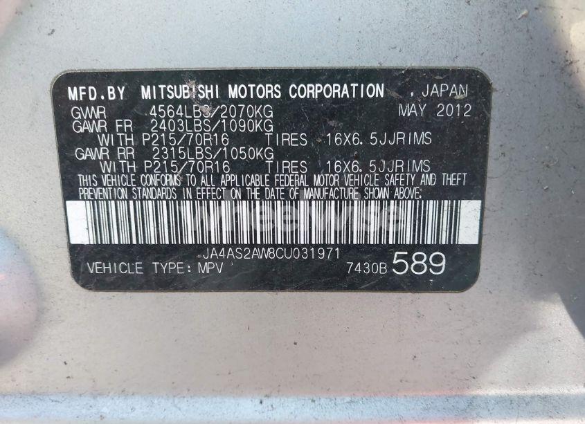 Photo 9 of 2012 Mitsubishi Outlander ES (VIN JA4AS2AW8CU031971)