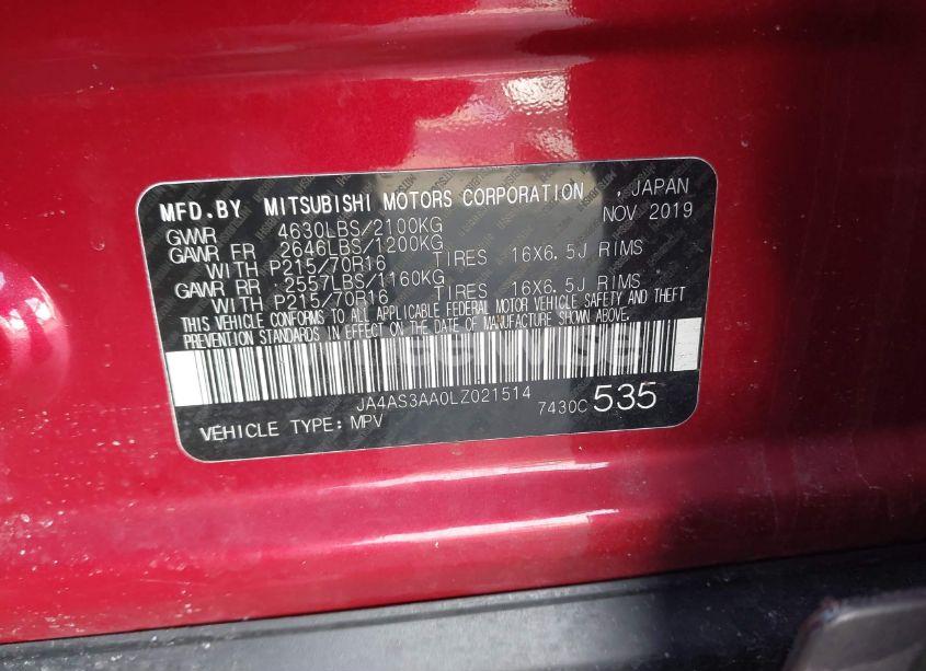 Photo 9 of 2020 Mitsubishi Eclipse CROSS ES 1.5T (VIN JA4AS3AA0LZ021514)