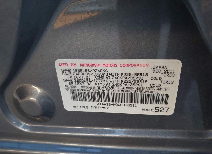 Photo 9 of 2012 Mitsubishi Outlander SE (VIN JA4AS3AW0CU016581)