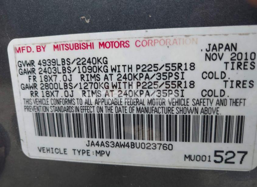 Photo 9 of 2011 Mitsubishi Outlander SE (VIN JA4AS3AW4BU023760)