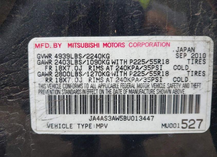 Photo 9 of 2011 Mitsubishi Outlander SE (VIN JA4AS3AW5BU013447)