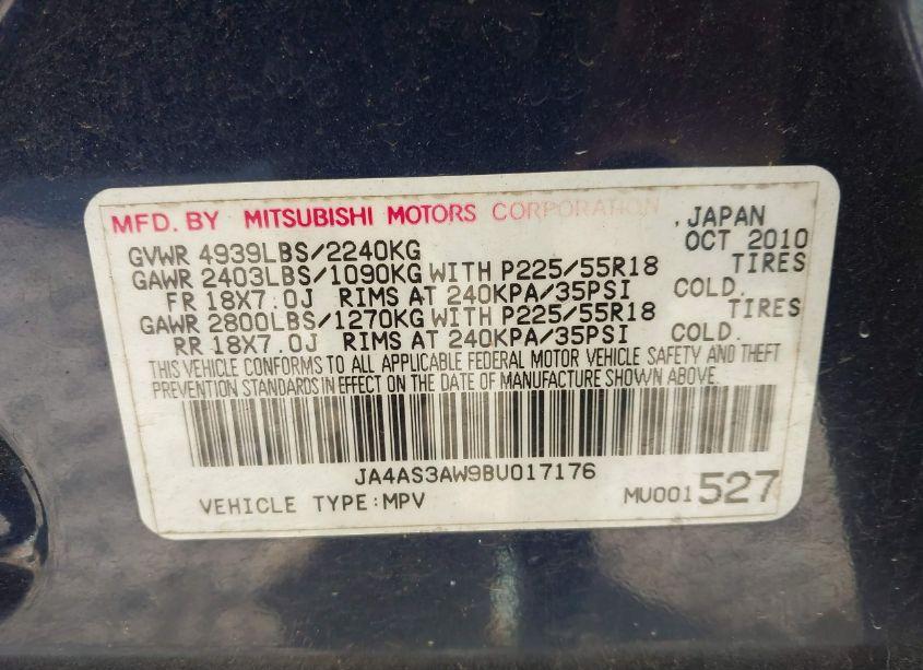 Photo 9 of 2011 Mitsubishi Outlander SE (VIN JA4AS3AW9BU017176)