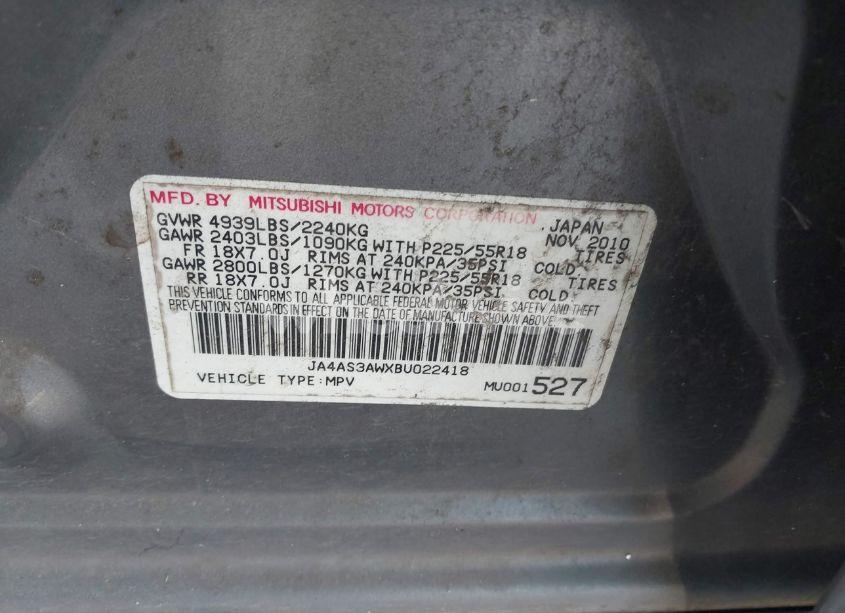 Photo 9 of 2011 Mitsubishi Outlander SE (VIN JA4AS3AWXBU022418)