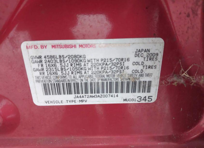 Photo 9 of 2010 Mitsubishi Outlander ES (VIN JA4AT2AW3AZ007414)