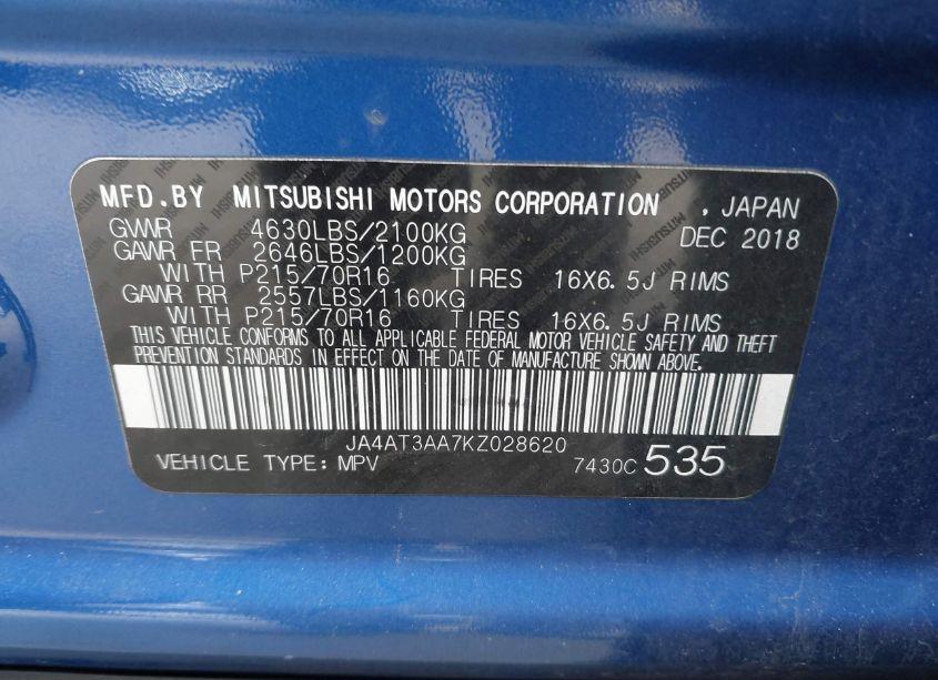 Photo 9 of 2019 Mitsubishi Eclipse CROSS ES (VIN JA4AT3AA7KZ028620)