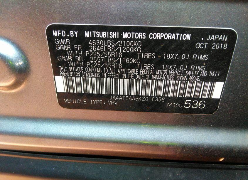 Photo 9 of 2019 Mitsubishi Eclipse CROSS SE (VIN JA4AT5AA6KZ016356)