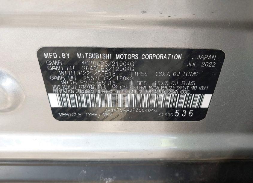 Photo 9 of 2023 Mitsubishi Eclipse CROSS LE S-AWC/RALLIART S-AWC (VIN JA4ATVAA0PZ004646)