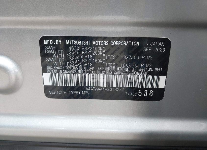 Photo 9 of 2024 Mitsubishi Eclipse CROSS SE (VIN JA4ATWAA4RZ016257)