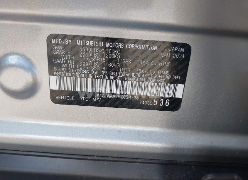 Photo 9 of 2024 Mitsubishi Eclipse CROSS SE S-AWC/SEL S-AWC (VIN JA4ATWAA7RZ058728)