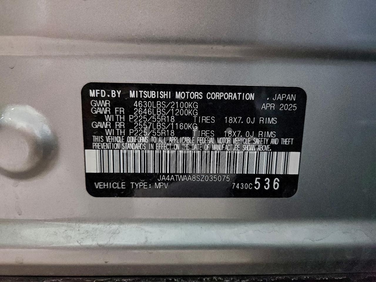 Photo 14 of 2025 MITSUBISHI ECLIPSE CROSS SE (VIN JA4ATWAA8SZ035075)