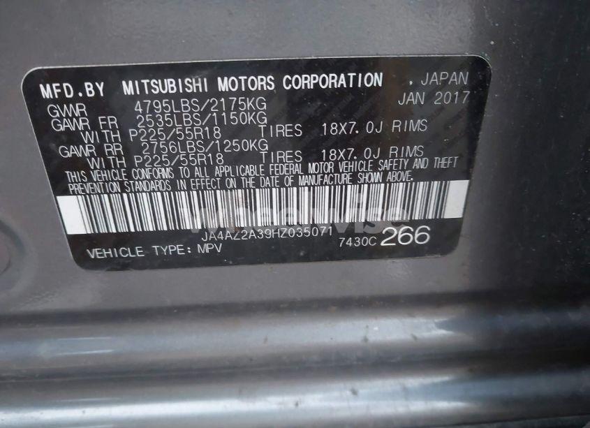 Photo 9 of 2017 Mitsubishi Outlander ES (VIN JA4AZ2A39HZ035071)