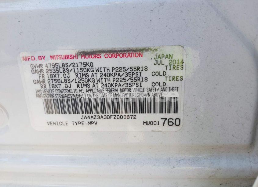 Photo 9 of 2015 Mitsubishi Outlander SE (VIN JA4AZ3A30FZ003872)