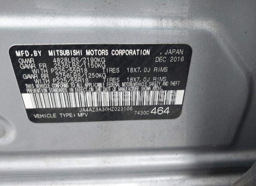 Photo 9 of 2017 Mitsubishi Outlander SE (VIN JA4AZ3A30HZ023106)