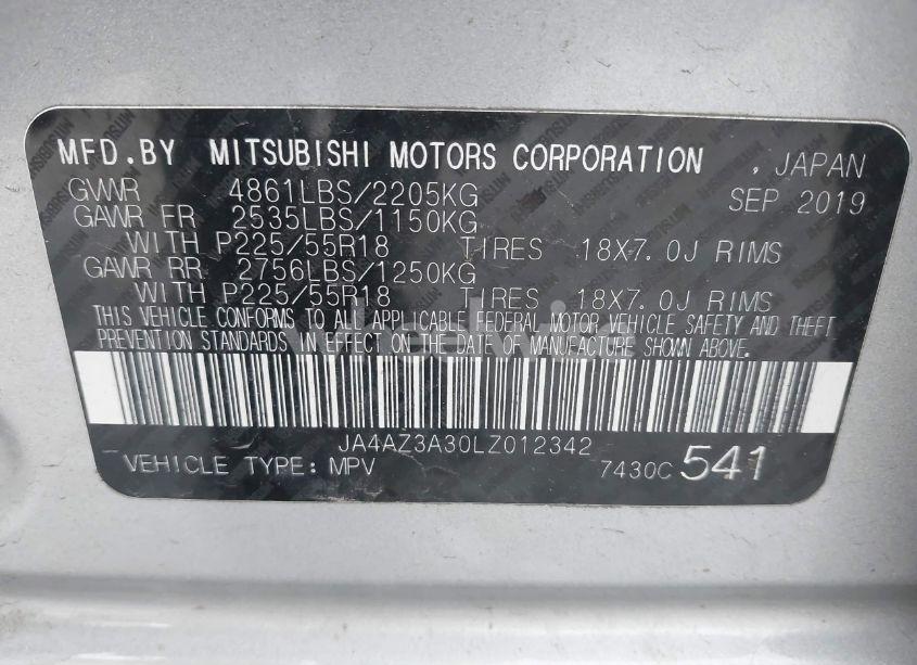 Photo 9 of 2020 Mitsubishi Outlander SE 2.4 (VIN JA4AZ3A30LZ012342)