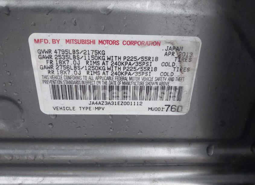 Photo 9 of 2014 Mitsubishi Outlander SE (VIN JA4AZ3A31EZ001112)