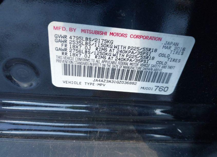 Photo 9 of 2016 Mitsubishi Outlander SEL (VIN JA4AZ3A31GZ036882)