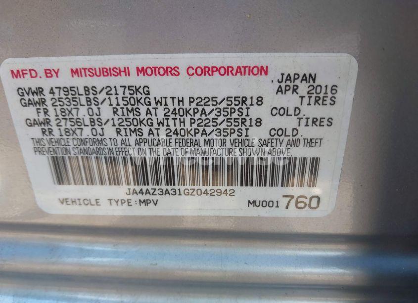 Photo 9 of 2016 Mitsubishi Outlander ES (VIN JA4AZ3A31GZ042942)