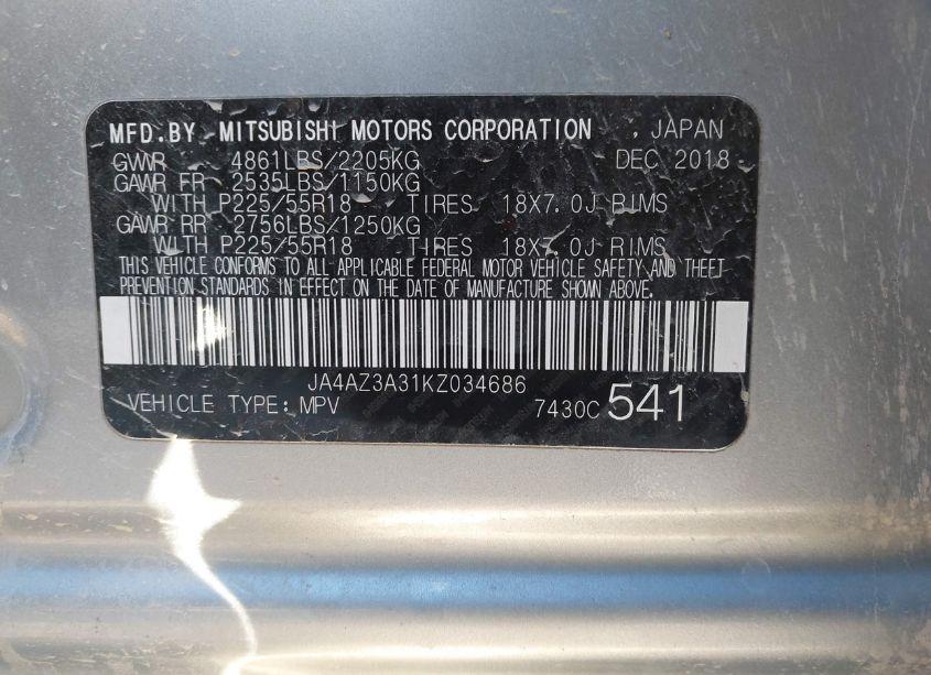 Photo 9 of 2019 Mitsubishi Outlander SEL (VIN JA4AZ3A31KZ034686)