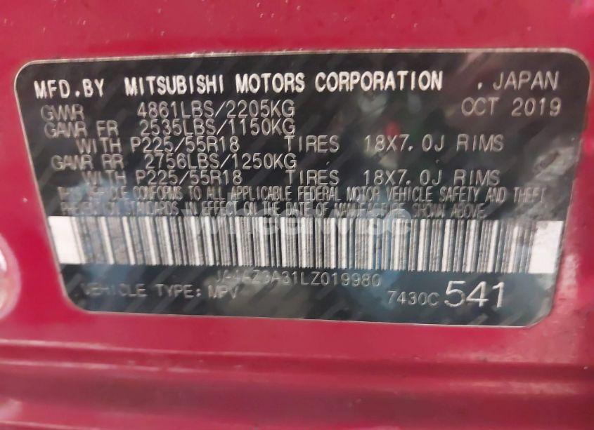 Photo 9 of 2020 Mitsubishi Outlander SEL 2.4 S-AWC (VIN JA4AZ3A31LZ019980)