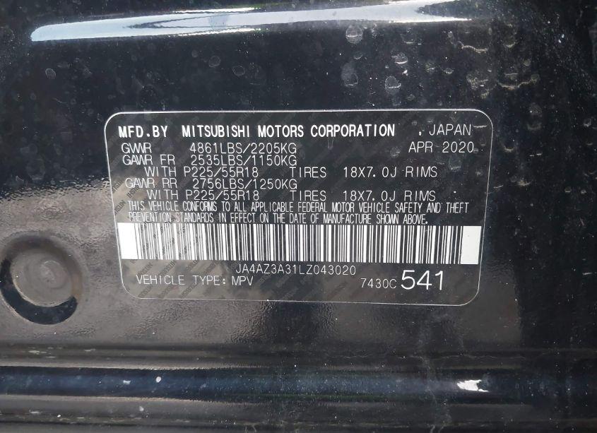 Photo 9 of 2020 Mitsubishi Outlander ES 2.4 S-AWC/LE 2.4 S-AWC/SE 2.4 S-AWC/SEL 2.4 S-AWC/SP 2.4 S-AWC (VIN JA4AZ3A31LZ043020)