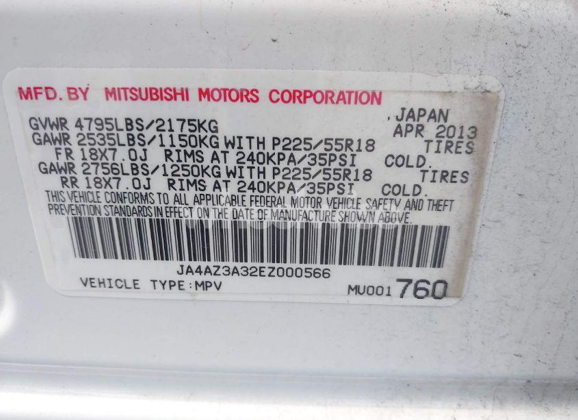 Photo 9 of 2014 Mitsubishi Outlander SE (VIN JA4AZ3A32EZ000566)