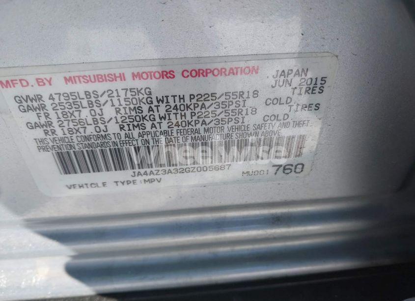 Photo 9 of 2016 Mitsubishi Outlander ES/SE/SEL (VIN JA4AZ3A32GZ005687)