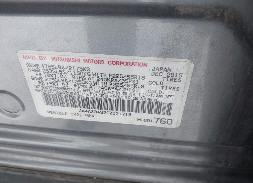 Photo 9 of 2016 Mitsubishi Outlander SE/SEL (VIN JA4AZ3A32GZ021713)